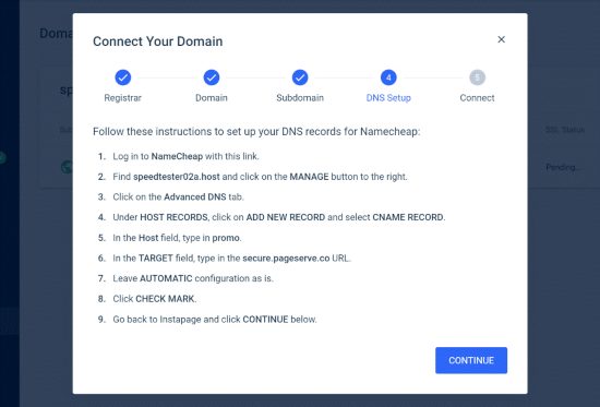 Instapage connect domain