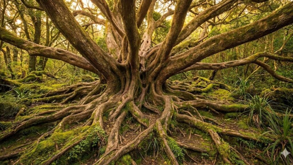 old tree growing organically showing organic expansion