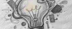 hand drawn image of a light globe on a napkin representing an idea for a new product.